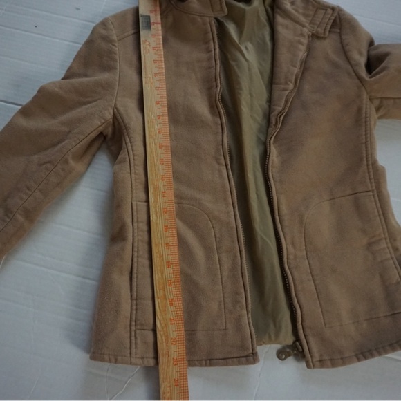 Beige zipper jacket Italian Sisley soft jacket cotton blend sand colored jacket - Picture 2 of 9